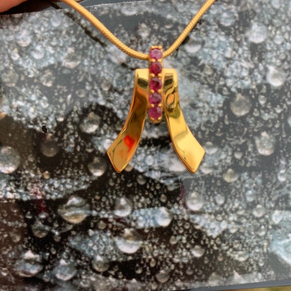 Ruby Gold Plated 925 Silver Pendant Christmas Gift - Picture 2 of 2